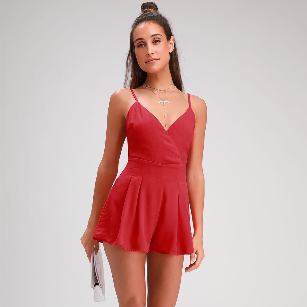 Lulus XS Red Romper Dress